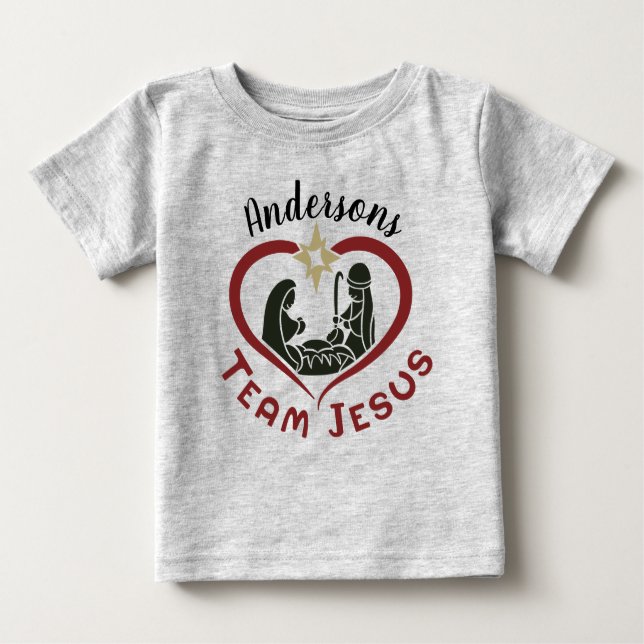 Family Christmas Nativity Scene Team Jesus Baby T-Shirt (Front)