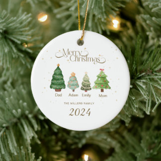 Family Christmas Ornament, Personalised Family Ceramic Ornament