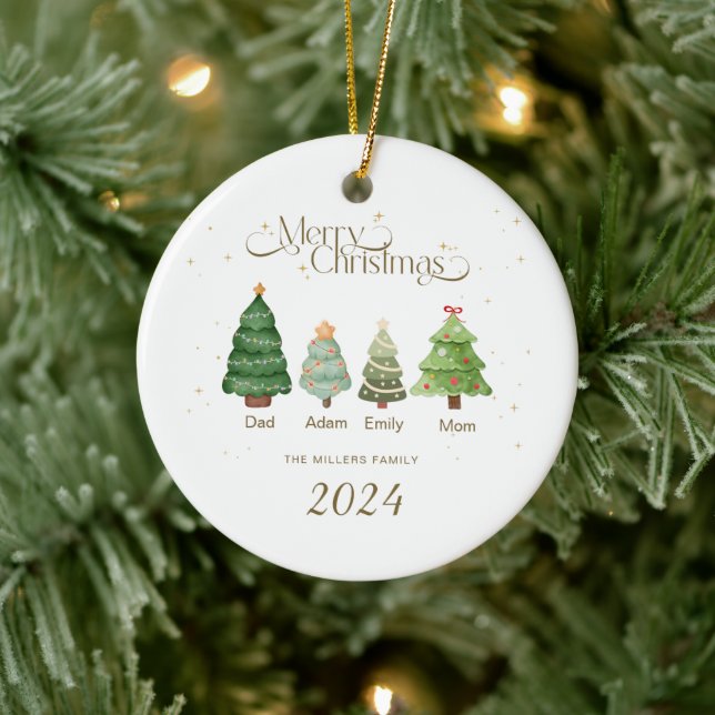 Family Christmas Ornament, Personalised Family Ceramic Ornament (Tree)