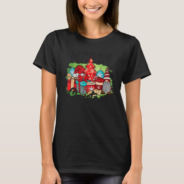 Family Christmas Pajama Red Gnome Merry Xmas Tree  T-Shirt (Front)