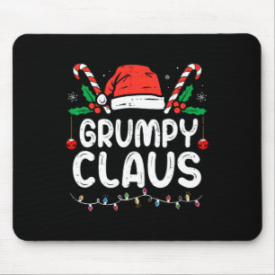 Family Christmas Pajama Xmas Lights Grumpy Claus Mouse Pad