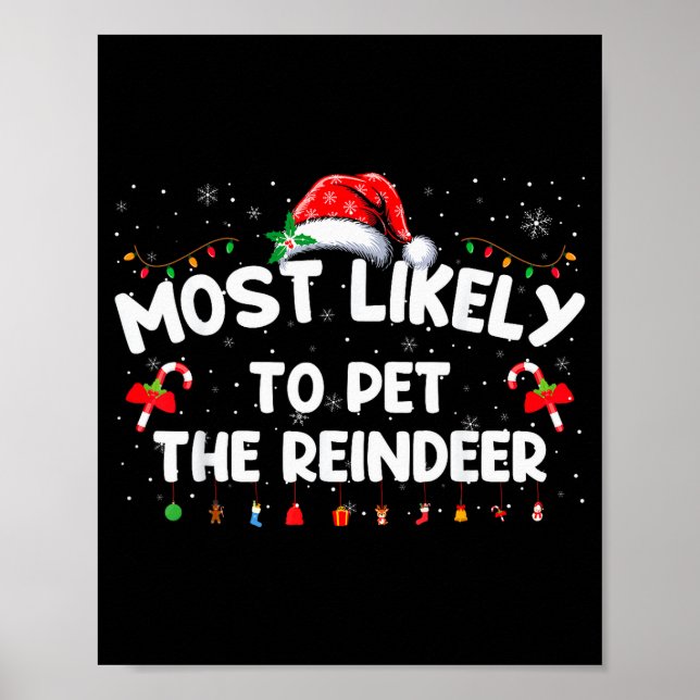 Family Christmas Pajamas Most Likely To Pet The Re Poster (Front)