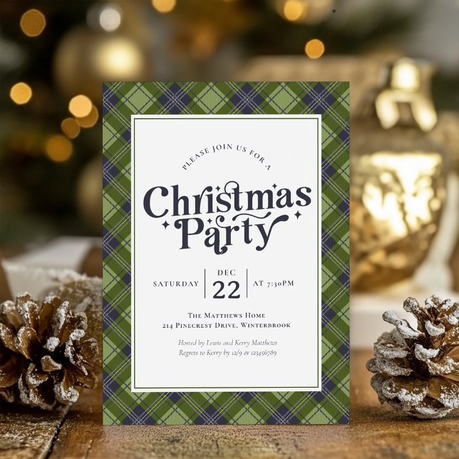 Family Christmas Party Classic Plaid Invitation (Creator Uploaded)