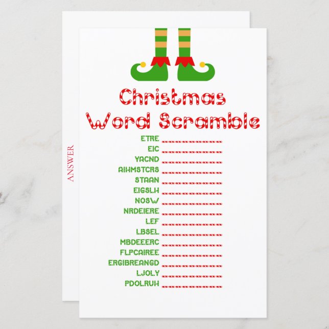 Family Christmas Party Game PRINTED (Front/Back)