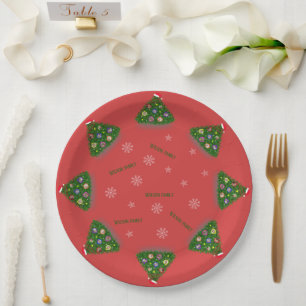 Family Christmas party on Christmas tree Paper Plate