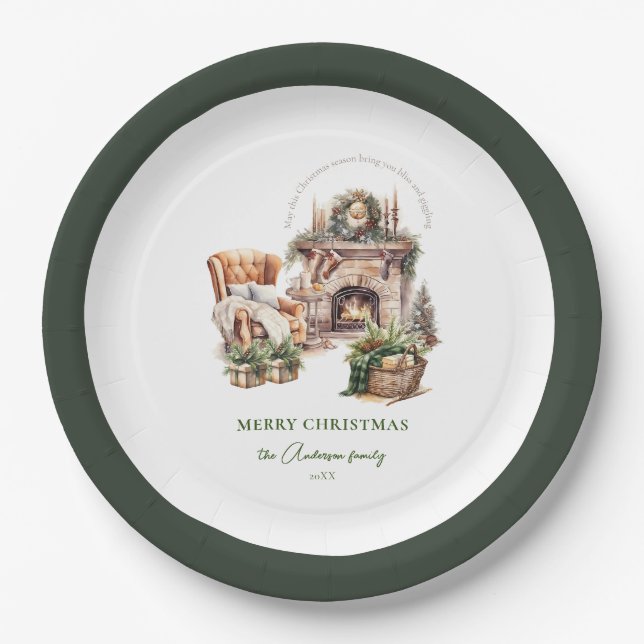 Family Christmas Party Personalised Paper Plate (Front)