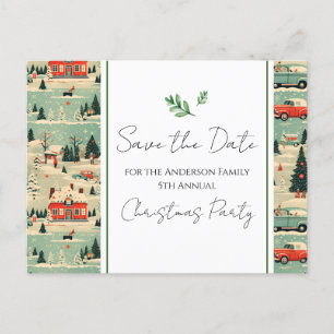 Family Christmas Party Retro Save the Date Postcard