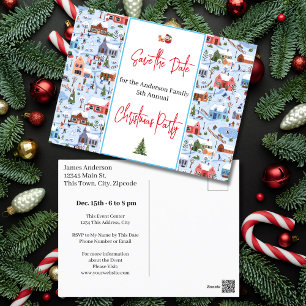 Family Christmas Party Save the Date Holiday Postcard