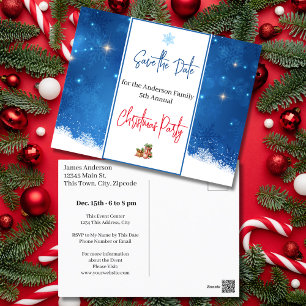 Family Christmas Party Save the Date Snowflakes Postcard