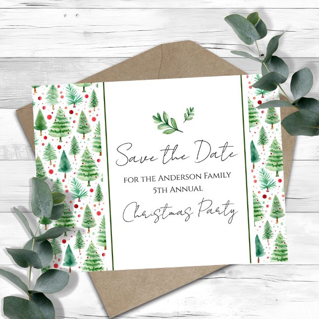 Family Christmas Party Save the Date Tree Postcard (Creator Uploaded)