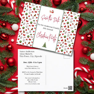 Family Christmas Party Save the Xmas Holiday Postcard