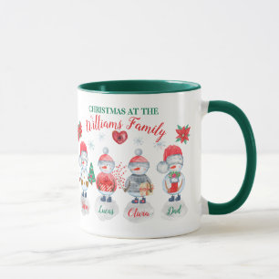Family Christmas personalised name art snowman Mug