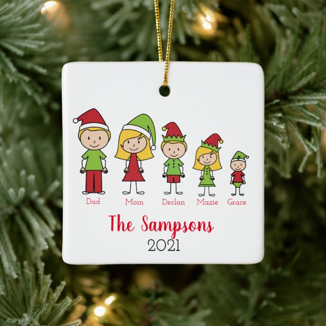 Family Christmas Personalised Name Ceramic Ornamen Ceramic Ornament (Tree)