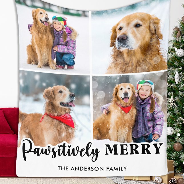 Family Christmas Personalised Pet Photo Collage Fleece Blanket (Creator Uploaded)