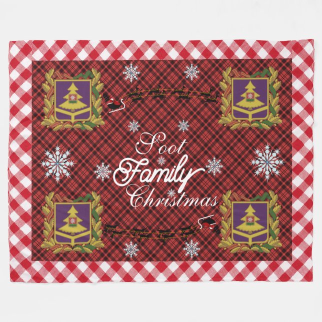 Family Christmas Personalized Name and Photos Flee Fleece Blanket (Front (Horizontal))