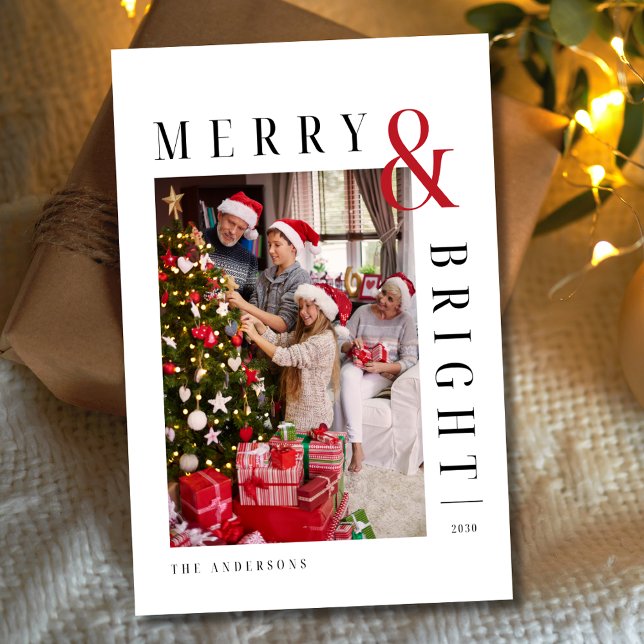 Family Christmas Photo Card Modern Script Holiday  (Creator Uploaded)