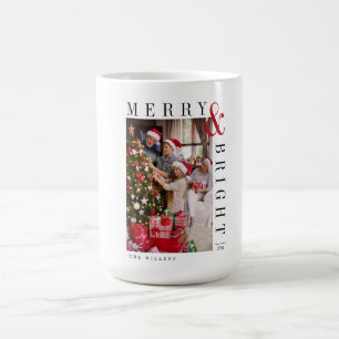 Family Christmas Photo Card Modern Script Holiday  Coffee Mug