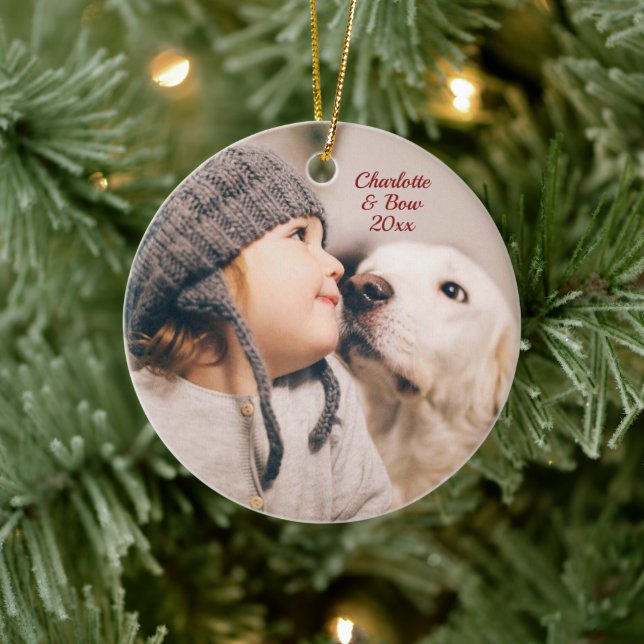Family Christmas Photo Ceramic Ornament (Tree)