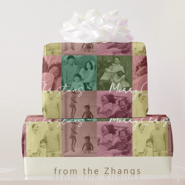 Family Christmas Photo Collage gift wrap  (Creator Uploaded)