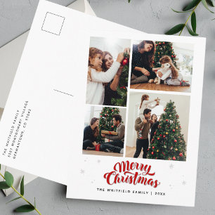 Family Christmas Photo Collage Typography Holiday Postcard