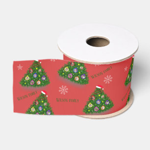 Family Christmas photo Grosgrain Ribbon