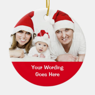 Family christmas photo holiday greeting xmas ceramic ornament