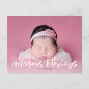 Family Christmas Photo Simple Modern Cute Children Holiday Postcard