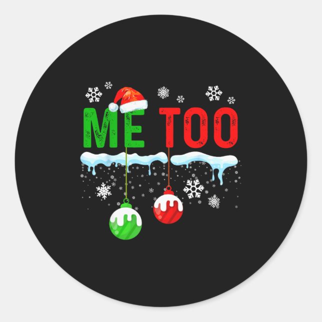 Family Christmas Pyjamas Matching Couple Holiday H Classic Round Sticker (Front)