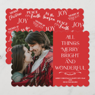 Family Christmas red photo Card