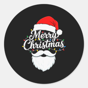 Family Christmas Santa Beard Xmas Matching Pajamas Classic Round Sticker