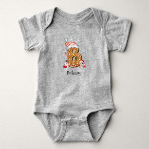 Family Christmas Santa Gingerbread Letter B Girl Baby Bodysuit