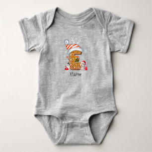 Family Christmas Santa Gingerbread Letter E Girl Baby Bodysuit