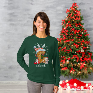 Family Christmas Santa Gingerbread Monogram Womens T-Shirt