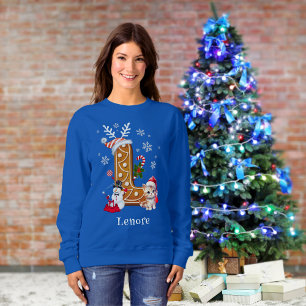 Family Christmas Santa Hat Alphabet L Womens' Sweatshirt