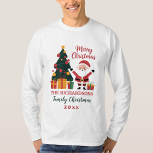 Family Christmas Santa with Presents Personalised  T-Shirt