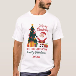 Family Christmas Santa with Presents Personalised T-Shirt