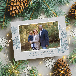 Family Christmas Snowflakes Holiday Photo Card