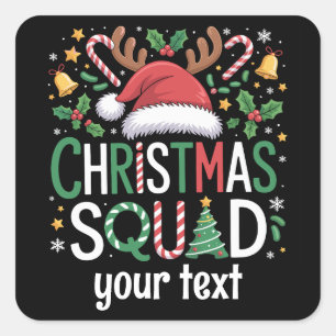 Family Christmas Squad Personalised 2025 Matching Square Sticker