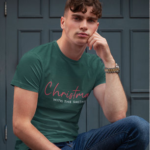 Family Christmas   Stylish Trendy Forest Green T-Shirt