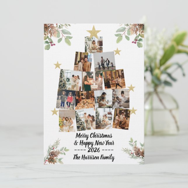 Family Christmas Tree Photo Card Collage (Standing Front)