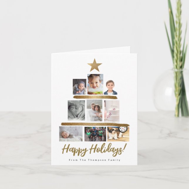 Family Christmas tree photo Collage Year Review Holiday Card (Front)