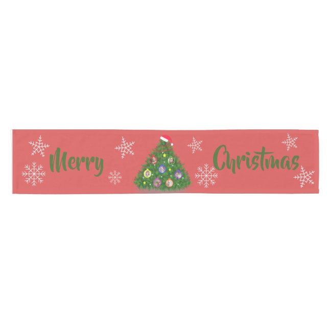 Family Christmas Tree photo Short Table Runner (Horizontal)