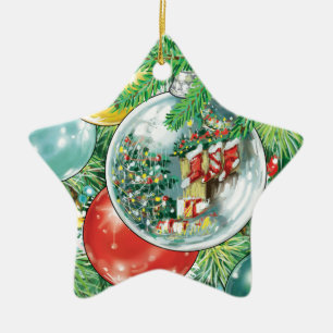 Family Christmas Tree Reflection Painting Ceramic Tree Decoration