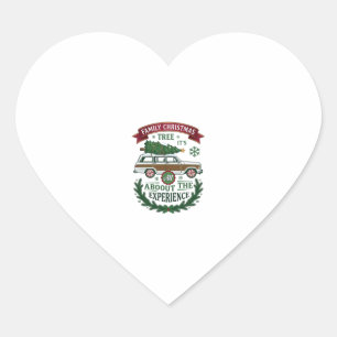 Family Christmas Tree Station Wagon Pine Wreath Heart Sticker