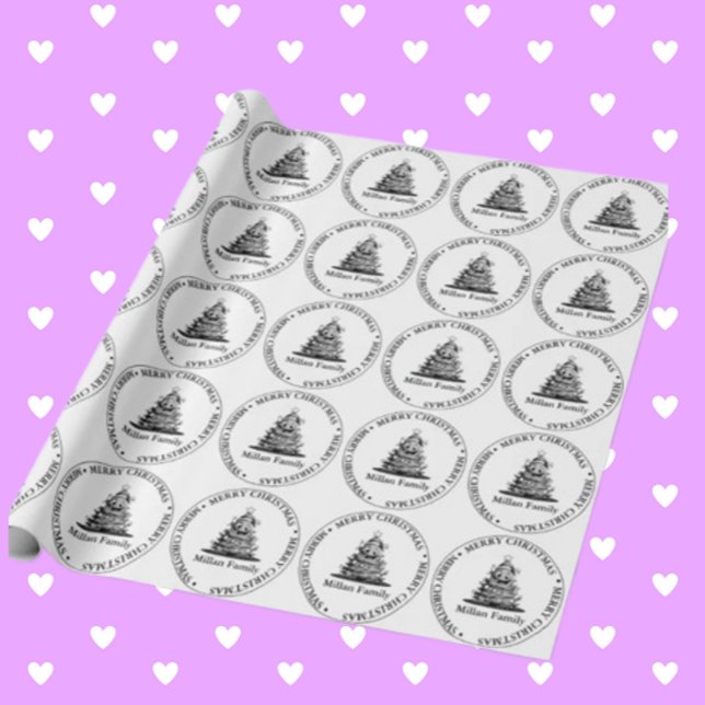 Family Christmas Tree theme Wrapping Paper (Wrap your gifts with love using our Family Christmas Tree theme wrapping paper.)