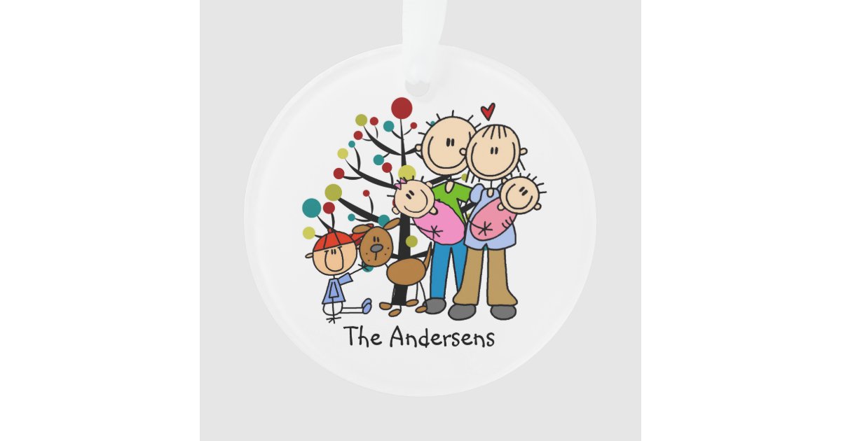 Family Christmas Twin Girls Boy Dog Mum And Dad Ornament Zazzle Com Au