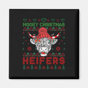 Family Christmas Ugly Sweater Highland Cow Love He Magnet