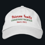 Family Christmas Vacation Custom Location & Date Embroidered Hat<br><div class="desc">Celebrate your family Christmas vacation this quality custom baseball cap featuring your family name,  vacation location and custom text.  Easily change the text and hat colour. Makes a really nice keepsake to commemorate your special vacation.</div>