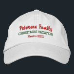 Family Christmas Vacation Custom Location & Date Embroidered Hat<br><div class="desc">Celebrate your family Christmas vacation this quality custom baseball cap featuring your family name,  vacation location and custom text.  Easily change the text and hat colour. Makes a really nice keepsake to commemorate your special vacation.</div>