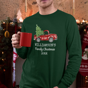Family Christmas Vintage Truck Personalised Long G T-Shirt